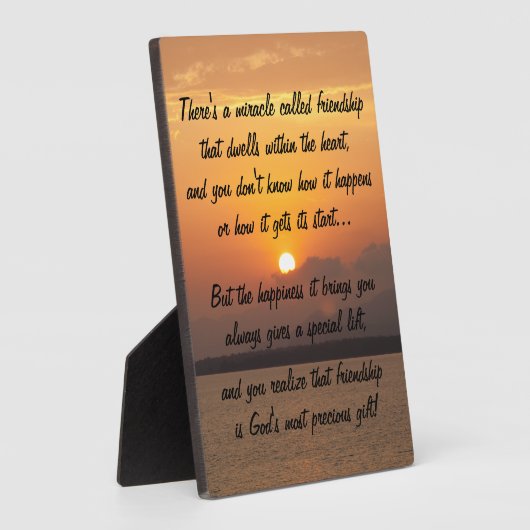 Miracle de l'amitié Sunset Poem Plaque (Côté)