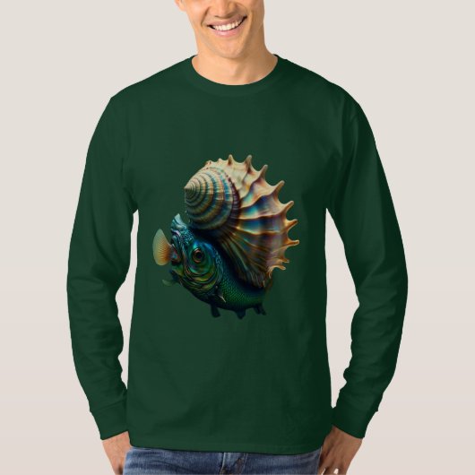 Miracle Fish and Conch" Basic T-shirt met lange mo (Voorkant)
