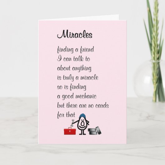 Miracles - een grappig denken aan je gedicht kaart (Voorkant)