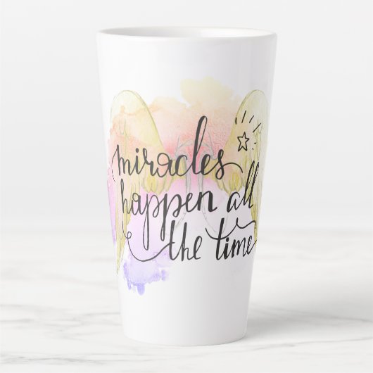 Miracles Happen Angel Wings  Latte Mok (Voorkant)