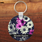 Miracles Happen Daisies Inspirerend Sleutelhanger (Voorkant)