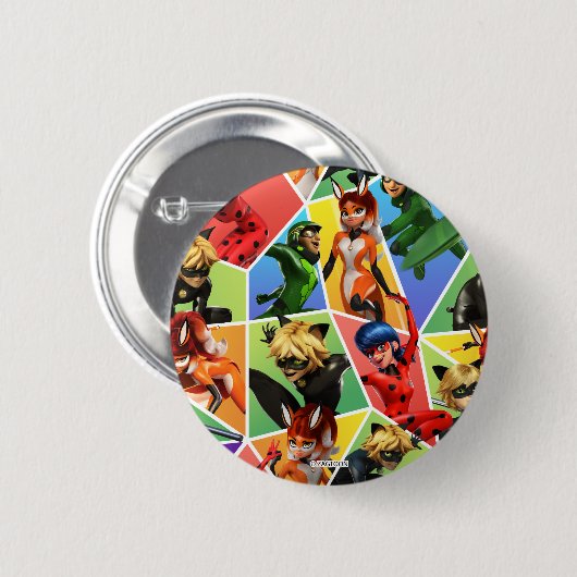 Miraculeus kleurrijk karakterpatroon ronde button 5,7 cm (Voorkant /achterkant)