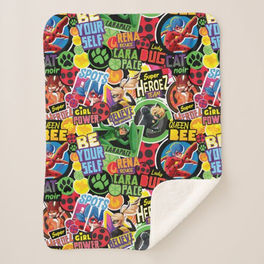 Miraculeus superheld karakters patroon sherpa deken (Voorkant)