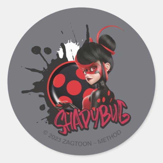 Miraculeuze omgekeerde Shadybug Character Graphic Ronde Sticker (Voorkant)
