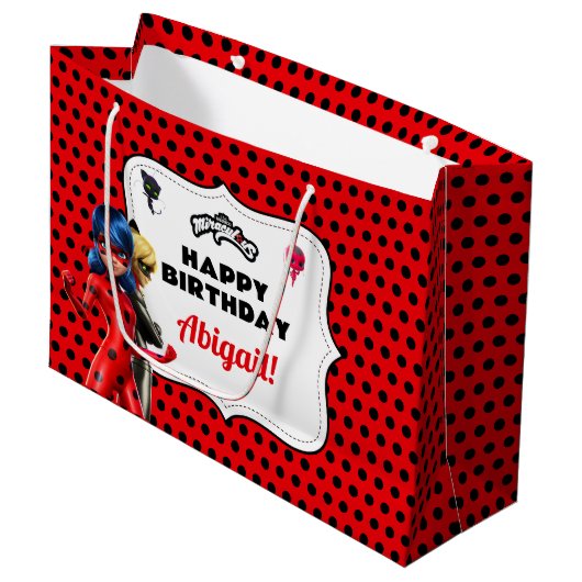 Miraculous Ladybug & Cat Noir Birthday Groot Cadeauzakje (Voorkant Gekanteld)