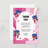 Miraculous Ladybug Chibi Verjaardag Bedankkaart (Voorkant / Achterkant)