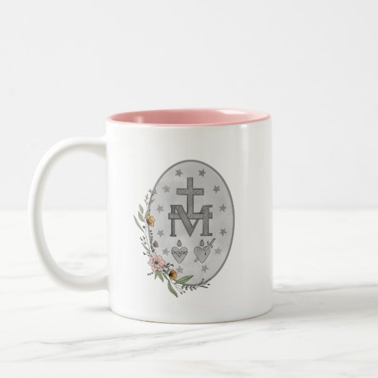Miraculous Medal Floral Mok (Links)