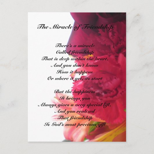 Mirakel van het briefkaart Friendship (Voorkant)