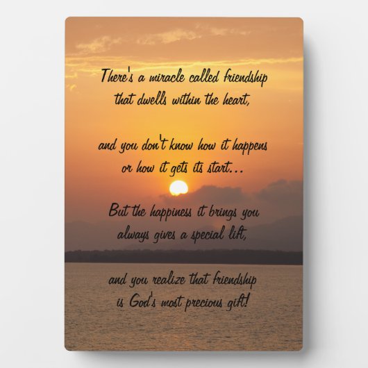 Mirakel van vriendschap Poem Plaque Fotoplaat (voorkant)