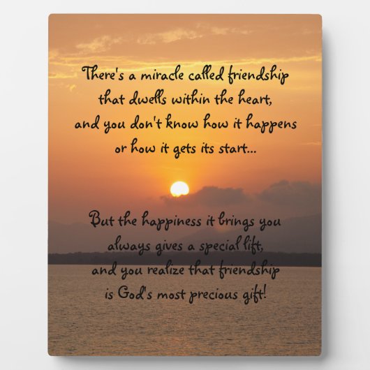 Mirakel van vriendschap Poem Plaque Fotoplaat (Voorkant)