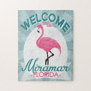 Miramar Florida Pink Flamingo Retro Legpuzzel