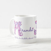 Miranda naam betekent hartbloem M monogram mok (Voorkant links)