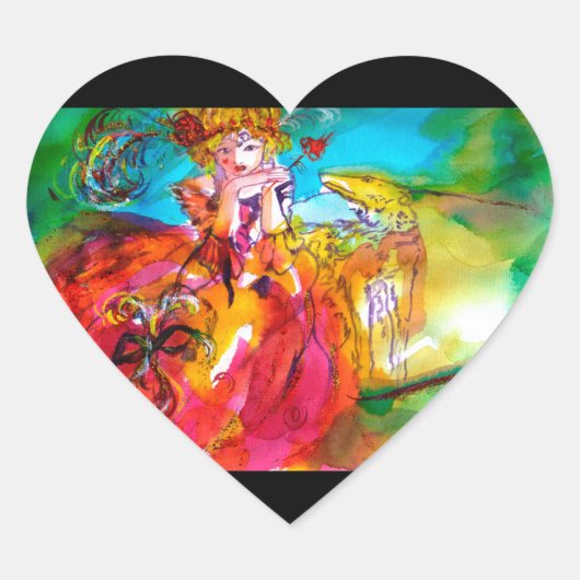 MIRANDOLINA, roze, fuchsia yellow Hart Sticker (Voorkant)
