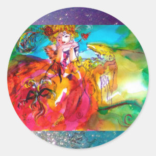 MIRANDOLINA, roze, fuchsia yellow Ronde Sticker