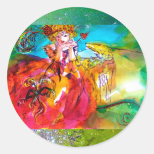 MIRANDOLINA, roze, fuchsia yellow Ronde Sticker