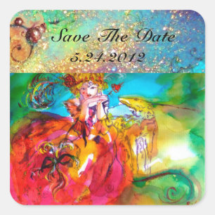 MIRANDOLINA, roze, fuchsia yellow Vierkante Sticker