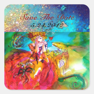 MIRANDOLINA, roze, fuchsia yellow Vierkante Sticker