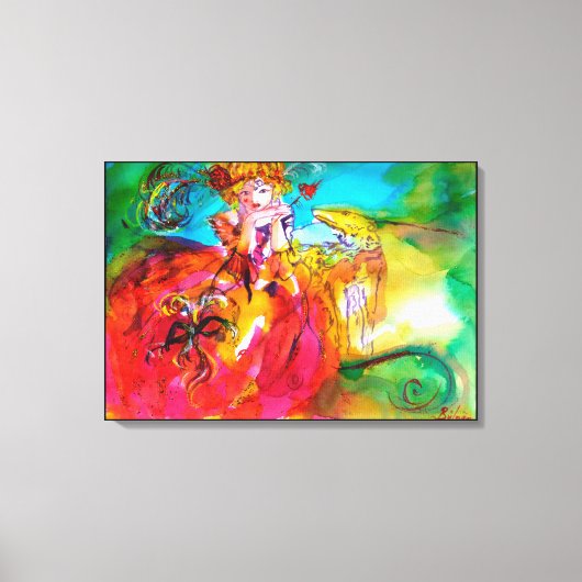 MIRANDOLINA / Venetiaanse carnavalmaskers Canvas Afdruk (Voorkant)