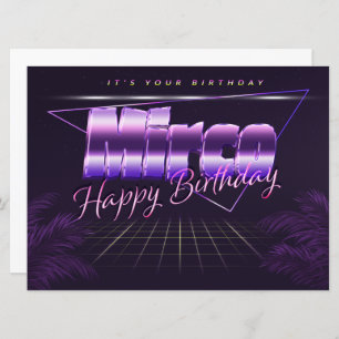 Mirco Nom Prénom lila retro Carte Anniversaire