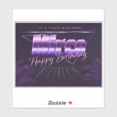 Mirco Nom Prénom lila retro Sticker (Feuille)