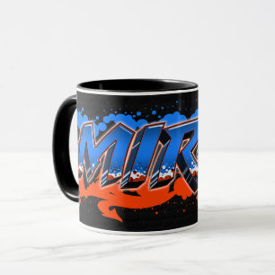 Mirco prénom nom Graffiti blue orange tasse