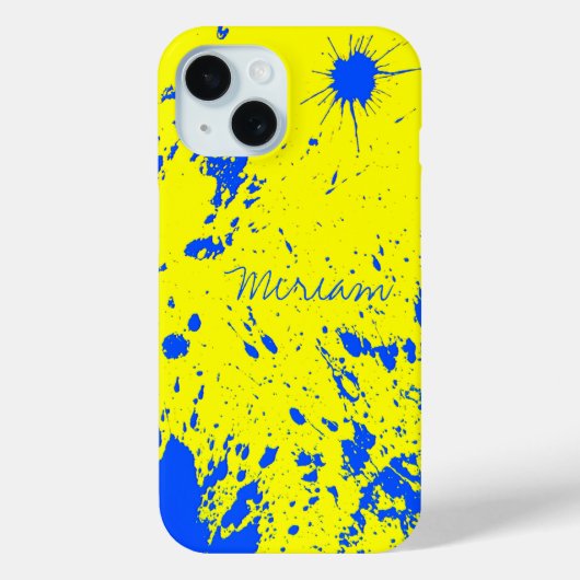 Miriam Naam Sjabloon, Lemon Green Blue Ink Stain Case-Mate iPhone Case (Achterkant)