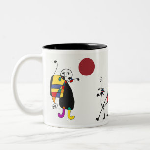 Miro geïnspireerde kunst tweekleurige koffiemok