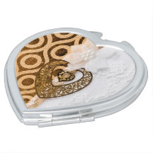 Miroir compact de c?ur d'or