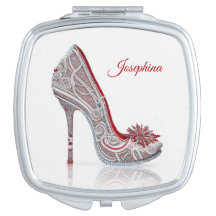 Miroir compact de la Stiletto de Noël personnalisé