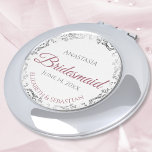 Miroir De Poche Bridesmaid Cadeau Élégant Dusty Rose & Dentelle Ar<br><div class="desc">Ces miroirs compacts sont conçus pour donner des faveurs aux demoiselles d'honneur de votre mariage. Elles présentent un design simple mais élégant avec un arrière - plan blanc, un rose poussiéreux ou des lettres de script rose mauve, et une bordure en dentelle florale gris argenté. Une façon parfaite de remercier...</div>