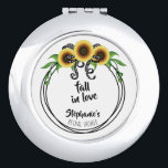 Miroir De Poche Fête des mariées de couronne de tournesol<br><div class="desc">Sunflower Wreath Fête des mariées Ce thème de couronne de tournesol est parfait pour la douche nuptiale de votre meilleur ami, le brunch nuptial ou la fête du jardin. Célébrez avec ce design floral d'été avec un pois noir à l'arrière. Le design comprend trois tournesols attachés avec un ruban à...</div>