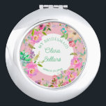 Miroir De Poche Fête des mariées florale brillante<br><div class="desc">Une profusion de couleurs florales fraîches pour votre douche nuptiale printanière ou estivale. Aquarelles en arc-en-ciel de teintes et une abondance de fleurs encadrent un rectangle central arrondi. De jolies polices expliquent tous les détails importants pour la douche de la mariée à être. Rose, pêche, vert vif et une touche...</div>