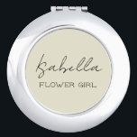 Miroir De Poche Fille Fleur Personnalisée De Crème<br><div class="desc">Créez un miroir compact personnalisé pour toutes les personnes spéciales de votre mariage. Le nom et le titre peuvent être customisés pour correspondre à vos besoins/votre libellé exact.</div>
