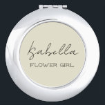 Miroir De Poche Fille Fleur Personnalisée De Crème<br><div class="desc">Créez un miroir compact personnalisé pour toutes les personnes spéciales de votre mariage. Le nom et le titre peuvent être customisés pour correspondre à vos besoins/votre libellé exact.</div>