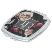 Miroir De Poche Floral foncé élégant sur le noir | décoré d'un (Tourné)