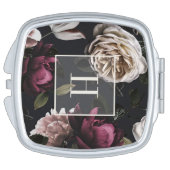 Miroir De Poche Floral foncé élégant sur le noir | décoré d'un (Côté )