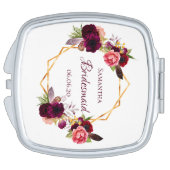 Miroir De Poche Floraux de couleur marine de Bridesmaid bordeaux b (Côté )