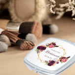 Miroir De Poche Floraux de couleur marine de Bridesmaid bordeaux b<br><div class="desc">Un cadeau à la mode bohème pour la Bridesmaid. Décoré de roses de couleur aquarelle en bordeaux et rose. Arrière - plan blanc élégant. Un cadre géométrique en faux or. Avec le texte : Bridesmaid écrit avec un script de style écrit à la main. Modèle pour le nom de la...</div>