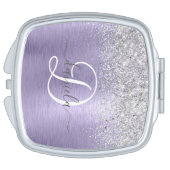 Miroir De Poche Métal brossé violet Parties scintillant d'argent N (Côté )