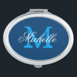 Miroir De Poche Miroir personnalisé de contrat de monogramme de<br><div class="desc">Miroir nommé personnalisé de contrat de maquillage de monogramme. Miroir compact ovale fait sur commande avec la typographie élégante de manuscrit et la lettre initiale de nom de monogramme de cru. Idée girly mignonne de cadeau pour des femmes et des filles d'ado. Fait également une faveur nuptiale élégante de douche...</div>