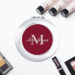 Miroir De Poche Monogramme de servante de canneberge rouge stylisé<br><div class="desc">Un miroir compact personnalisé pour votre femme de chambre ou femme d'honneur mariage qui a son nom et son initiale stylisés sur un arrière - plan de couleur rouge canneberge tendance. Modifier pour remplacer l'initiale et le nom. Sélectionnez votre style de miroir compact.</div>