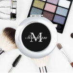 Miroir De Poche Monogramme de servante noire stylisée<br><div class="desc">Un miroir compact personnalisé pour votre femme de chambre ou femme d'honneur mariage qui a son initiale et son nom stylisés sur un arrière - plan noir. Modifier pour remplacer l'initiale et le nom. Sélectionnez votre style de miroir compact.</div>