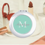 Miroir De Poche Monogramme Mariage Stylisé Bridesmaid<br><div class="desc">Un miroir compact personnalisé pour votre femme de chambre ou femme d'honneur mariage qui a son nom et son initiale stylisés sur un arrière - plan de couleur marine tendance. Modifier pour remplacer l'initiale et le nom. Sélectionnez votre style de miroir compact.</div>