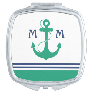 Miroir De Poche Monogramme marin vert