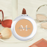 Miroir De Poche Peach Stylisé Mariage Bridesmaid Monogramme<br><div class="desc">Un miroir compact personnalisé pour votre femme de chambre ou femme d'honneur mariage qui a son nom et son initiale stylisés sur un arrière - plan de couleur pêche tendance. Modifier pour remplacer l'initiale et le nom. Sélectionnez votre style de miroir compact.</div>