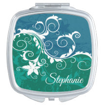 Silhouettes florales blanches sur vert et le bleu