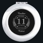 Miroir De Poche Steel Eleventh wedding anniversary 11 ans<br><div class="desc">Un design pour célébrer 11 ans de mariage. Ce design a un design couleur gris (acier) sur un arrière - plan noir. L'acier est le cadeau traditionnel pour cette occasion. Le texte dit acier 11 ans anniversaire. Un design romantique pour célébrer votre 11e année de mariage. Si vous voulez de...</div>