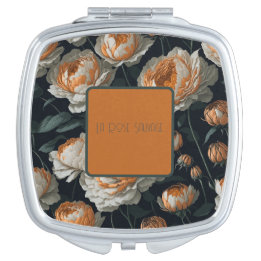Miroir De Poche Vintage Orange Peonies "La Rose Sauvage"