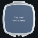 Miroir De Poche Vous êtes beau - Minimaliste élégant bleu marine<br><div class="desc">Vous êtes beau - minimaliste élégant classique Navy Blue Compact Mirror</div>