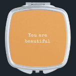Miroir De Poche Vous êtes beau - Minimaliste élégant Orange<br><div class="desc">Vous êtes beau - Minimaliste élégant brillant tangerine orange Compact Mirror</div>